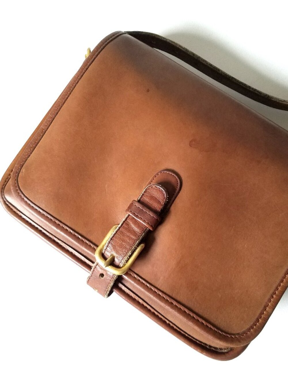 Vintage Coach Saddle Pouch Crossbody Bag - British Tan Pre-1980s NYC Era - Picture 3 of 8